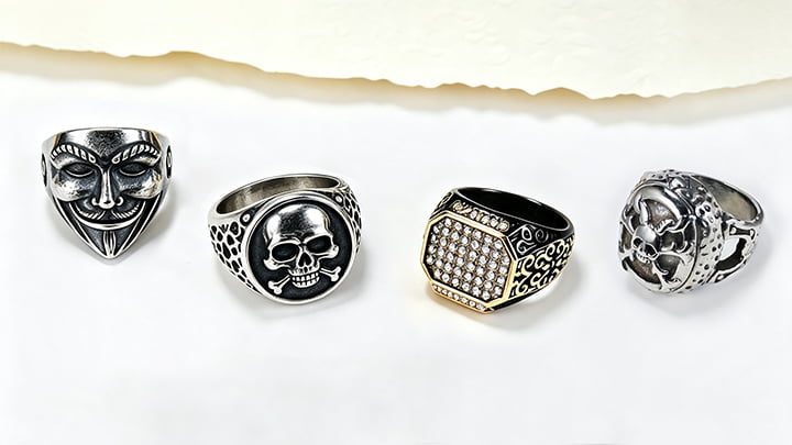 Stainless steel and titanium rings product line